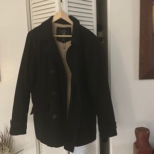 URBAN REPUBLIC BLACK PEA COAT WITH FLEECE LINING